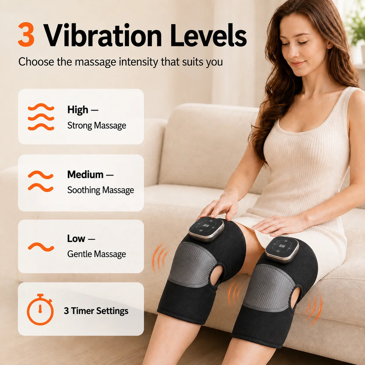 Electric Heated Knee Massager – Vibration Massage Pad with 5 Heat Levels | 3-in-1 Knee, Shoulder & Elbow Brace | Magnetic Controller