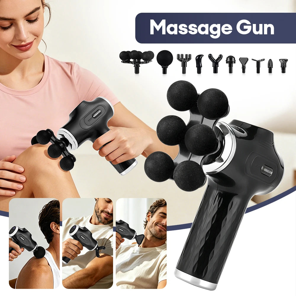 Hochleistungs-Faszien-Massagepistole – austauschbare Aufsätze & hochfrequente Vibration zur Ganzkörper-Muskelentspannung