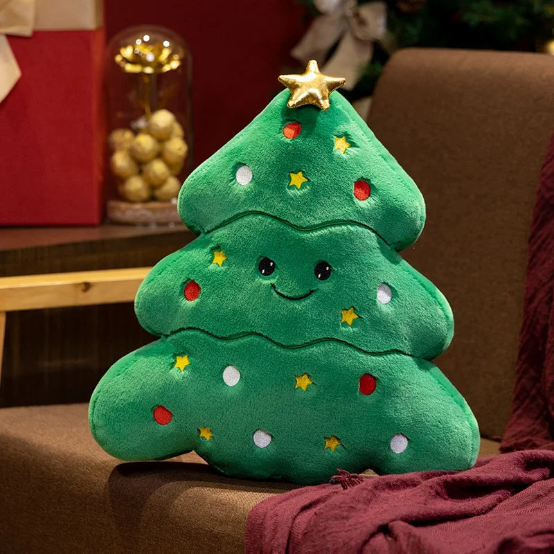 Christmas Plush Throw Pillow Set – 4 Styles: Snowman, Gingerbread Man, House & Tree | 35-38cm Holiday Décor Cushions with Polyester Fill