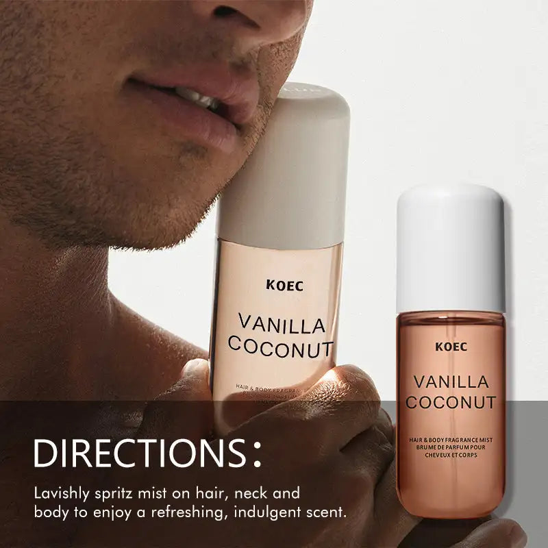 KOEC Vanille & Kokos Duftspray – Erfrischendes, feuchtigkeitsspendendes Parfum mit dreifacher Pflanzenformel