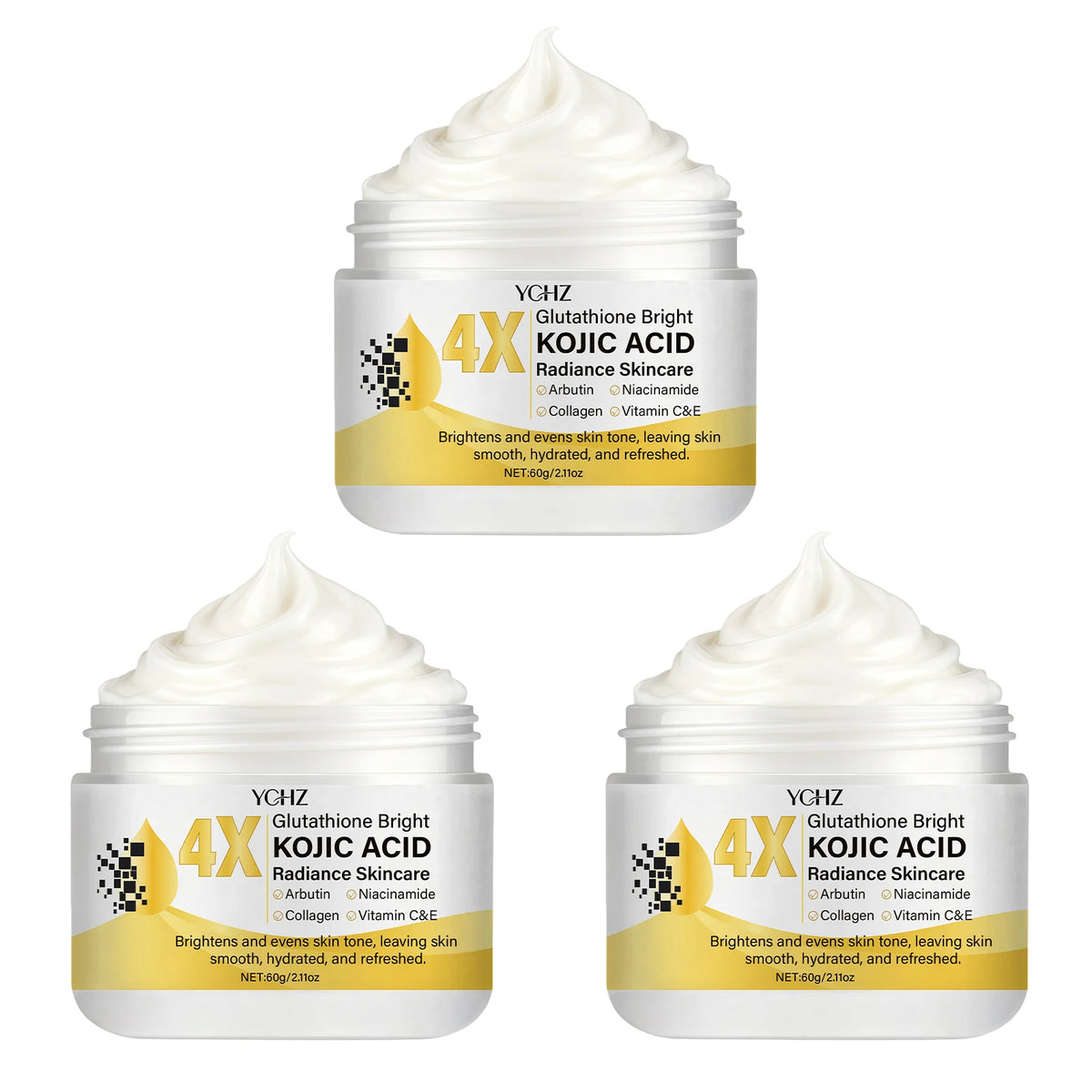 Crema facial de ácido kójico: Iluminadora, correctora de manchas oscuras e hidratante | Día y noche | 60 g