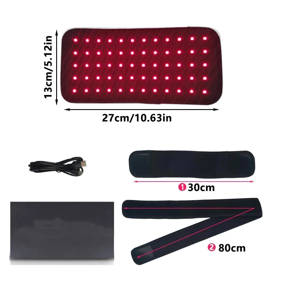 Whole Body Red & Infrared LED Light Belt – 660nm & 850nm Slimming Wrap for Waist, Neck, Chin, Wrist & Hand | Fat Reduction Body Pad