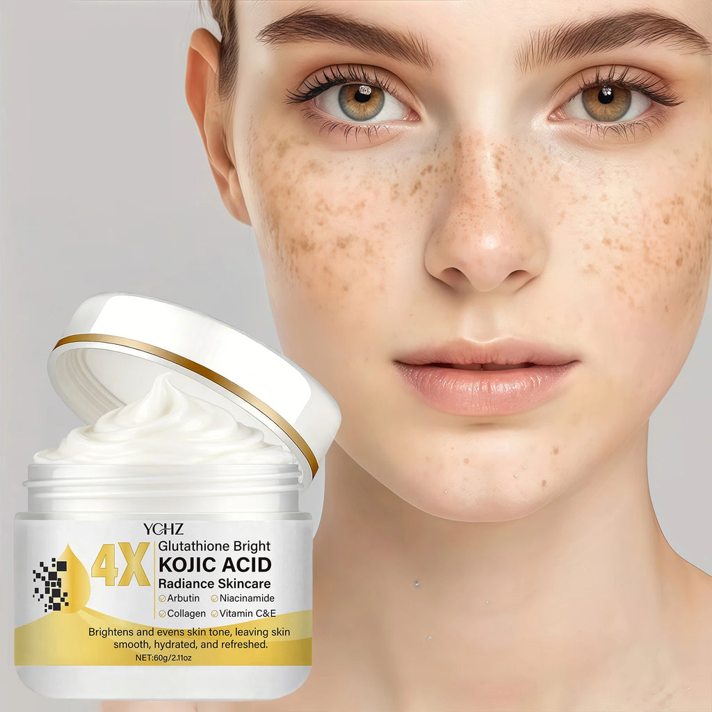 Crema facial de ácido kójico: Iluminadora, correctora de manchas oscuras e hidratante | Día y noche | 60 g
