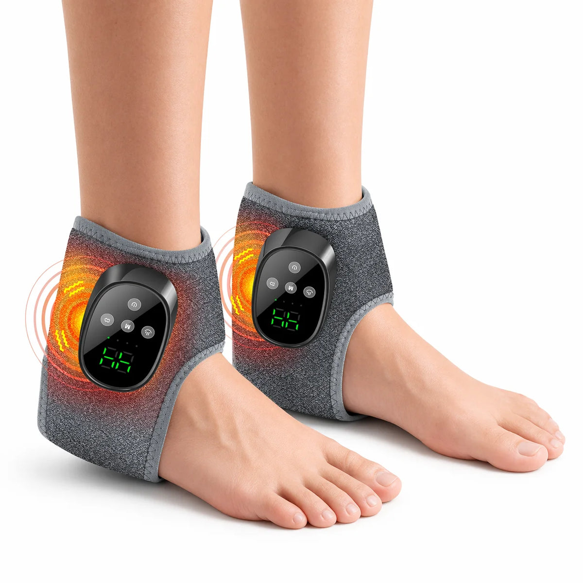 Elektrisches Fuß- und Knöchel-Massagegerät mit Wärmefunktion – Kabellose Vibrationsmanschette für Beinpflege & Entspannung | Tragbares Pad für Zuhause, Büro, Damen & Senioren