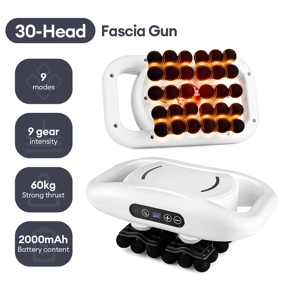 Massagepistole mit 30 Aufsätzen – Hochfrequenz-Vibrationsmassagegerät zur Muskelregeneration von Rücken, Taille, Oberschenkeln, Nacken & Schultern
