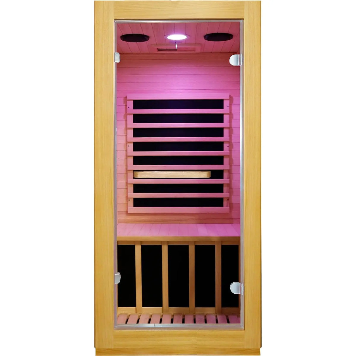 Sauna infrarouge individuel – Pruche du Canada, 1450 W | Cabine de sauna domestique personnalisable | Sauna infrarouge intérieur entièrement fermé pour une personne