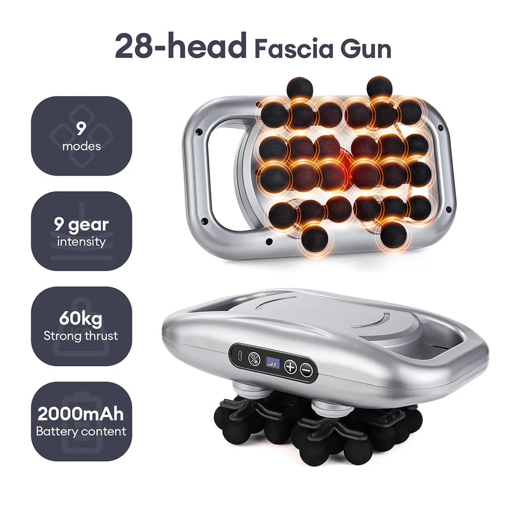 Pistolet de massage à 30 têtes – Pistolet de massage à vibrations haute fréquence pour la récupération musculaire du dos, de la taille, des cuisses, du cou et des épaules