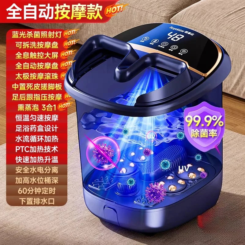 Lavabo eléctrico alto y profundo para pies: tina de hidromasaje para el hogar con temperatura constante y masaje | Spa para pies por inmersión de tobillo y pantorrilla