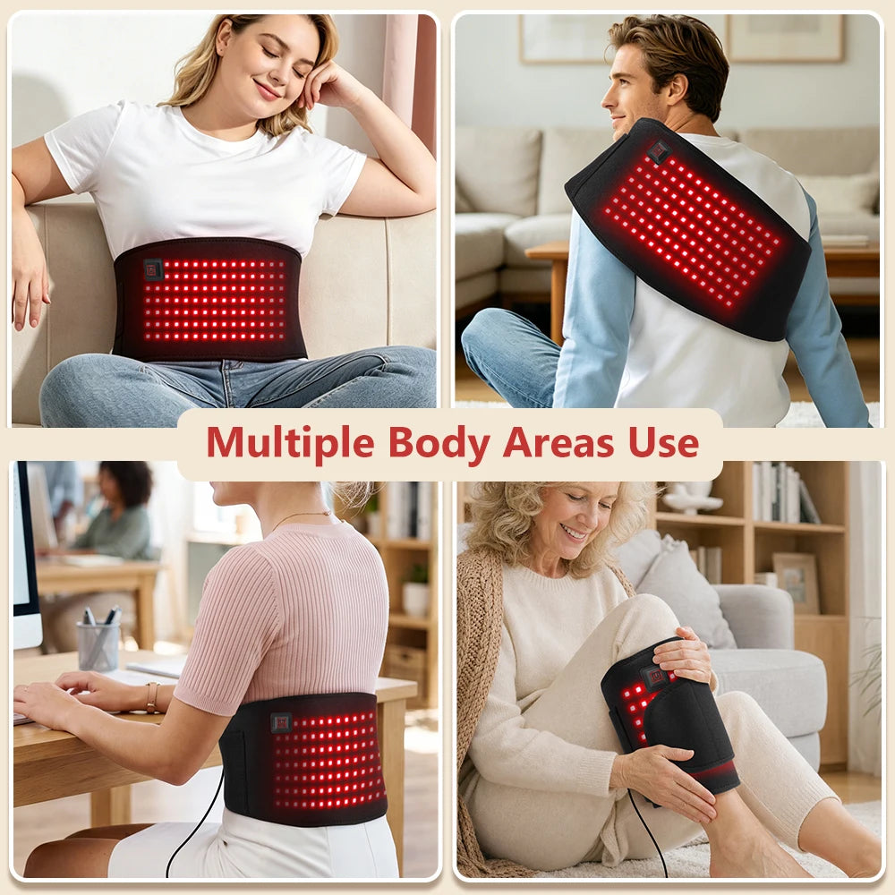 USB Electric 660nm Red Light Waist Belt – 105 LED Heating Pad for Menstrual Relief, Shoulder, Lumbar & Back Pain | Hot Compress Joint & Muscle Relaxation