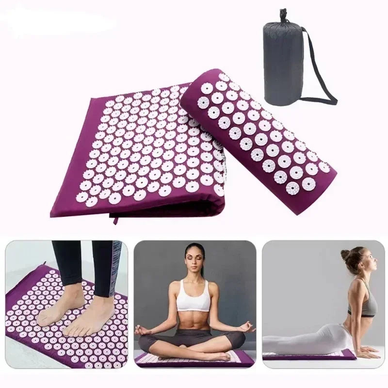 Akupressurmatten- & Kissenset – Linderung von Rückenschmerzen & Stress, Akupunktur-Simulation für Yoga & Muskelentspannung | Ganzkörper-Akupressur im Liegen