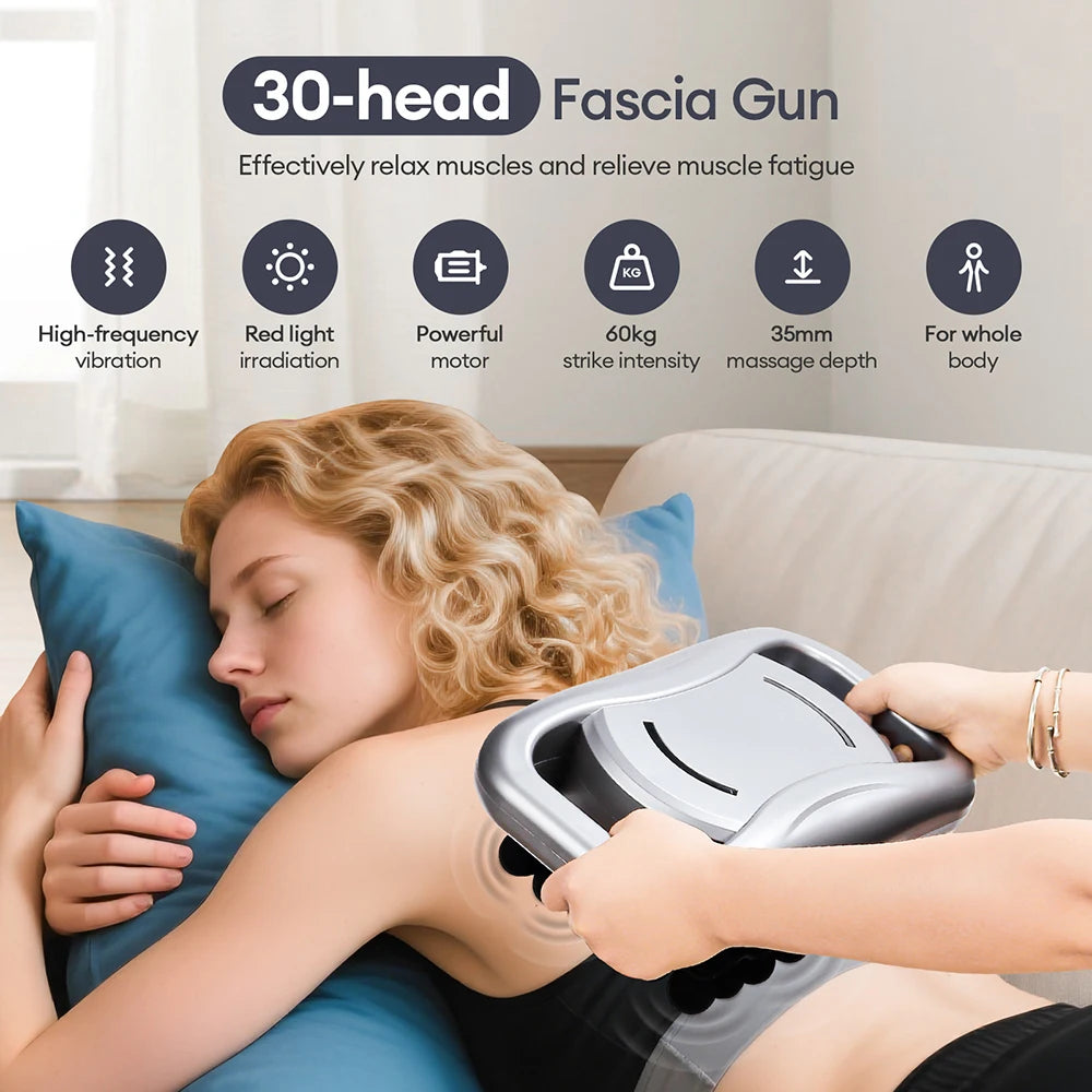 Pistolet de massage à 30 têtes – Pistolet de massage à vibrations haute fréquence pour la récupération musculaire du dos, de la taille, des cuisses, du cou et des épaules
