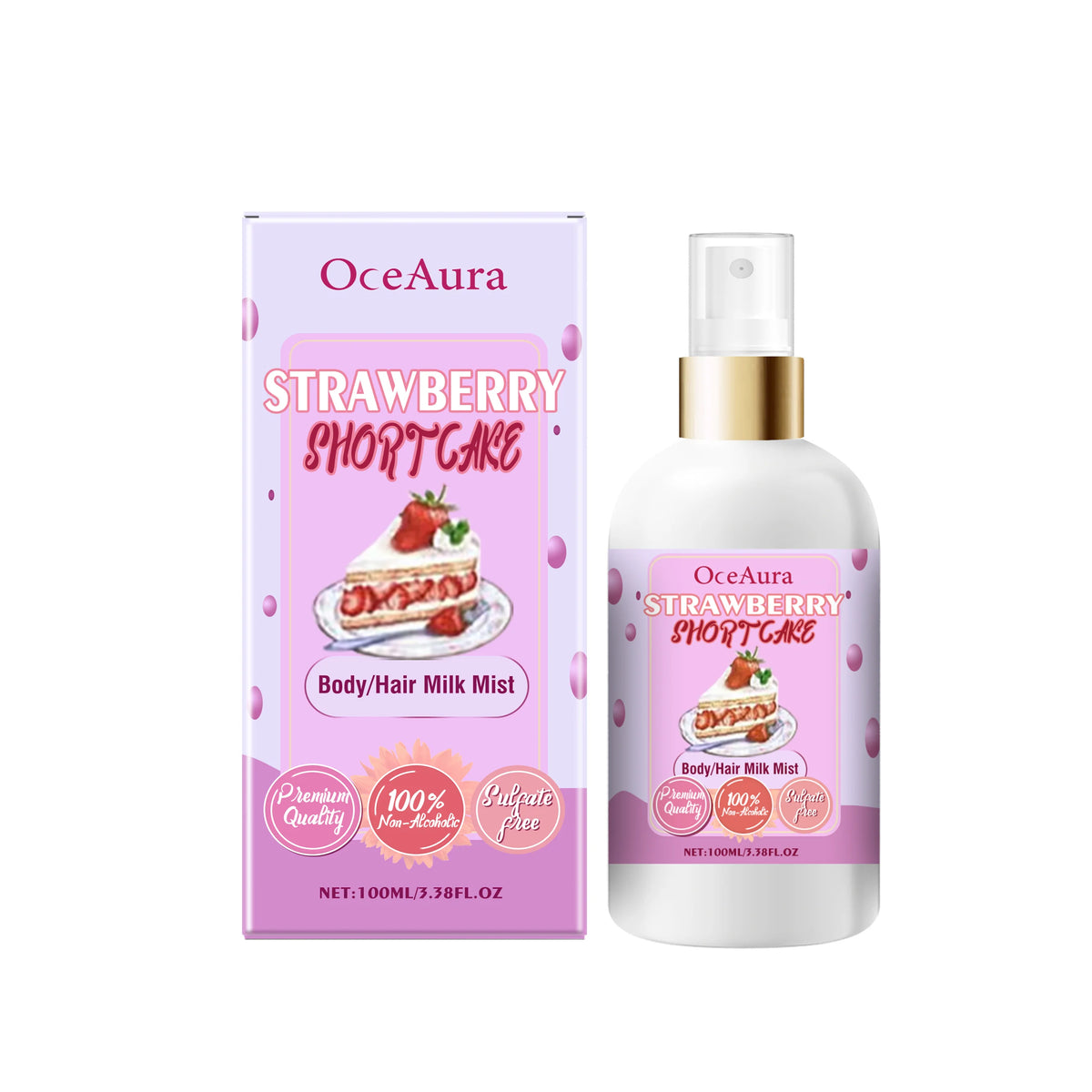 Brume Lactée pour le Corps à la Fraise OceAura – Parfum pour Cheveux Hydratant & Éclat longue durée (100 ml)
