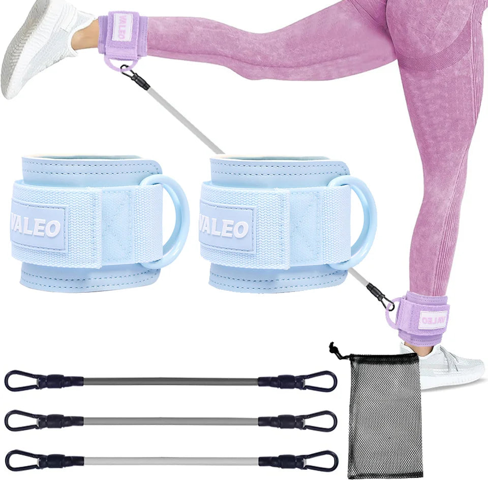 Juego de bandas de resistencia LOOGDEEL con correas para tobillos – Tobilleras con peso y soporte de entrenamiento para piernas, acolchados y ajustables, para máquinas de cable, yoga y deporte