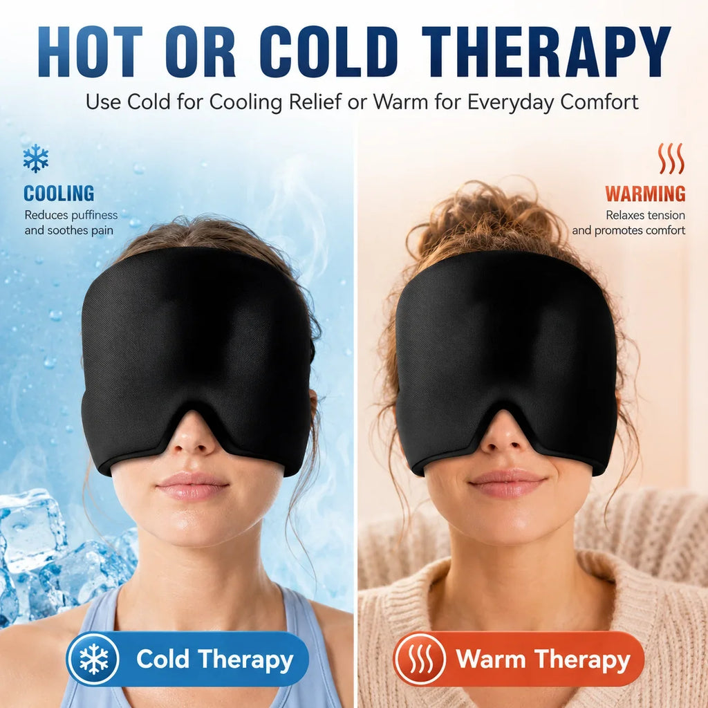 Migräne-Kühlhaube & Gel-Kappe – Wiederverwendbare Wärme- & Kältetherapie-Maske zur Linderung von Kopfschmerzen, Stress & als Augenmaske