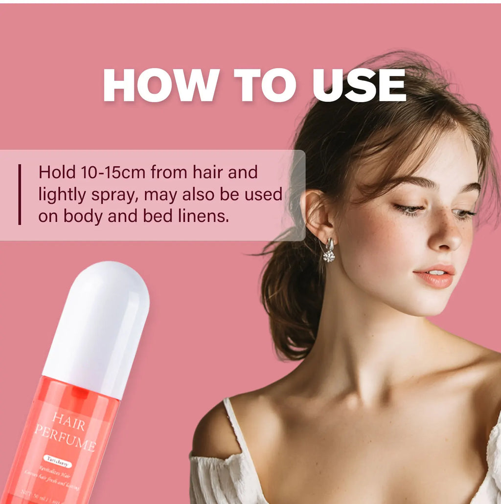 Parfum pour cheveux à la cerise acidulée – Eau de parfum pour femme, brume parfumée longue durée pour cheveux, corps et oreillers (50 ml)