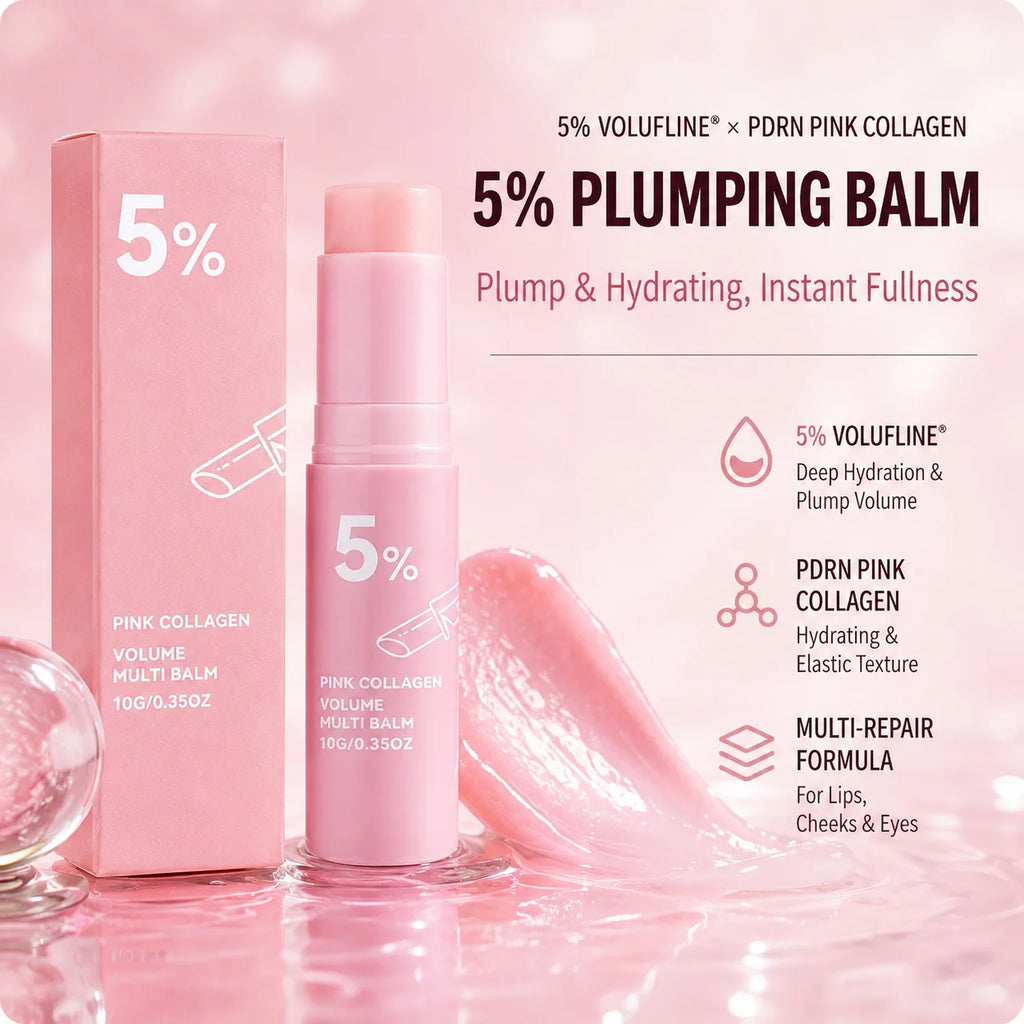PDRN Pink Collagen Volume Multi Balm Stick – 5% PDRN & Volufiline tiefenwirksame feuchtigkeitsspendende, straffende & aufpolsternde Pflege für Gesicht, Augen & Hals