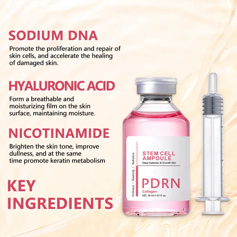 Ampolla de suero de ADN de salmón PDRN: esencia facial de reparación profunda avanzada, renovación cutánea, aclarado, fortalecimiento de la barrera y reafirmante