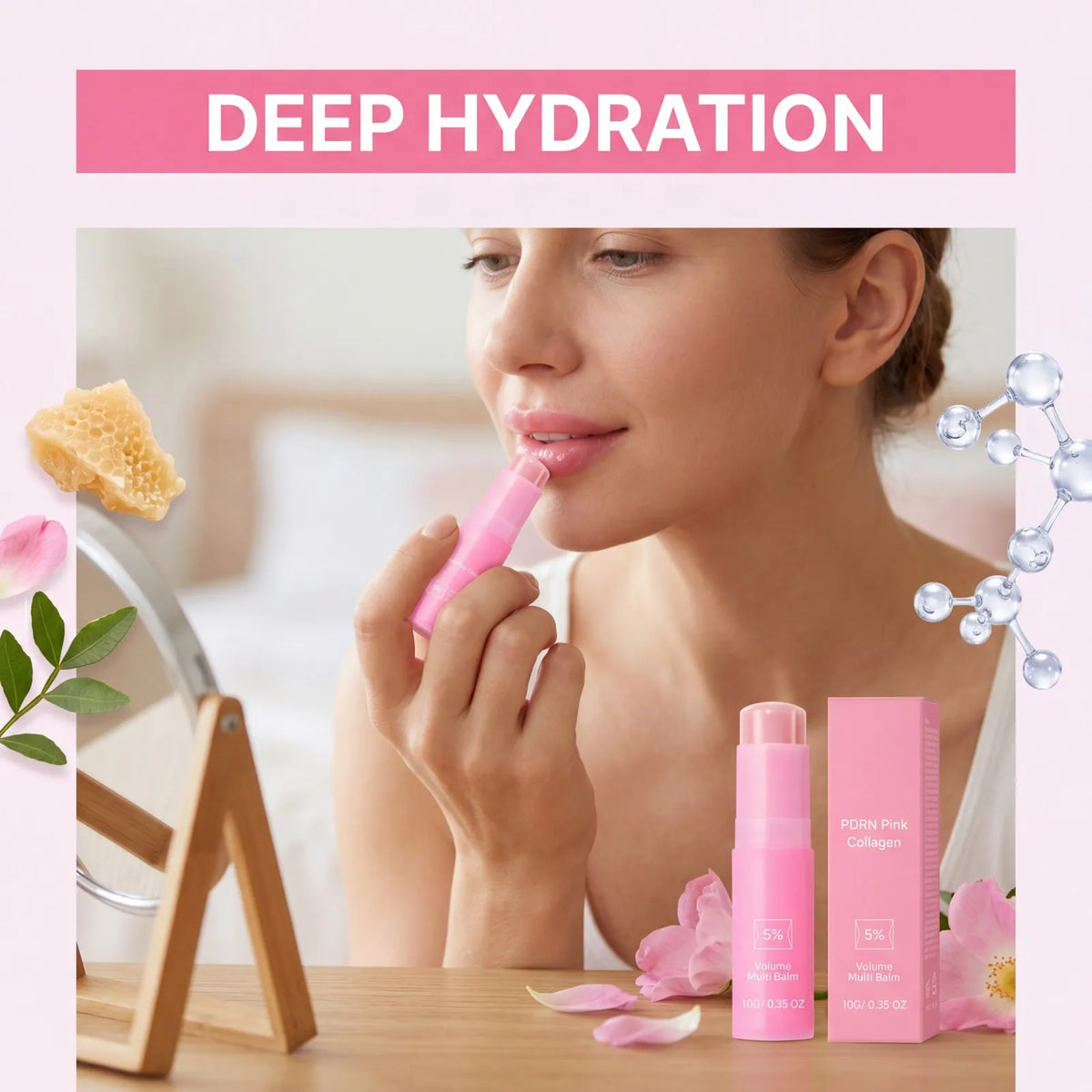 PDRN Pink Collagen Volume Multi Balm Stick y Suero – 5% Volufiline Hidratante, Reafirmante y Reparador para Rostro, Cuello y Contorno de Ojos