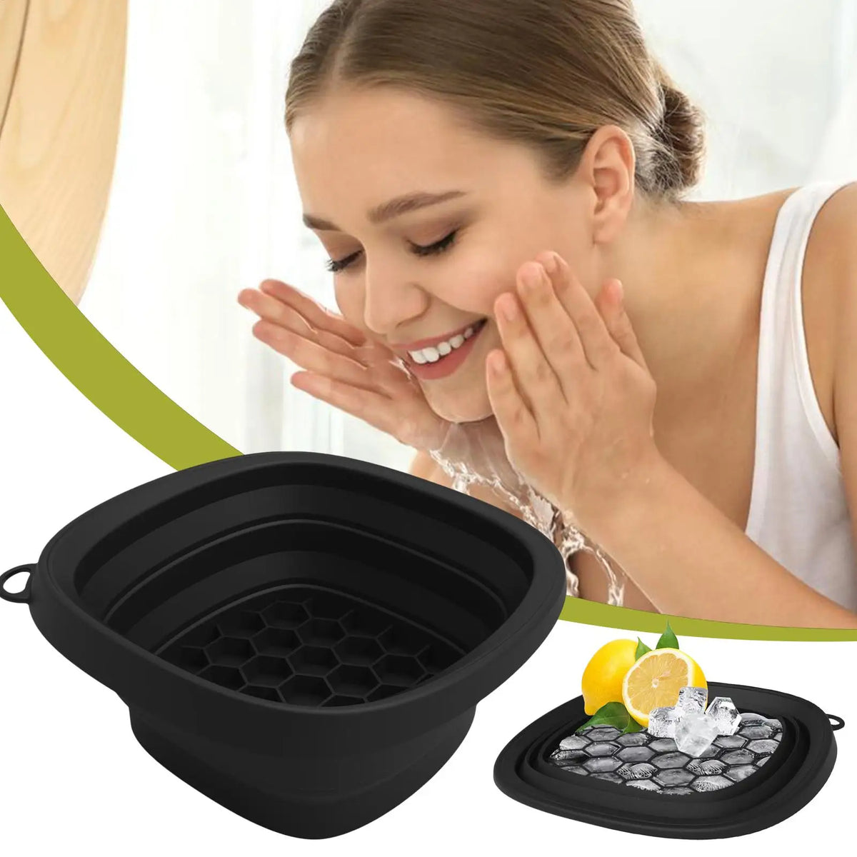 Cuenco de hielo facial de silicona plegable: herramienta de crioterapia para la piel para reducir la hinchazón facial, cerrar los poros y cuidado de la piel durante los viajes