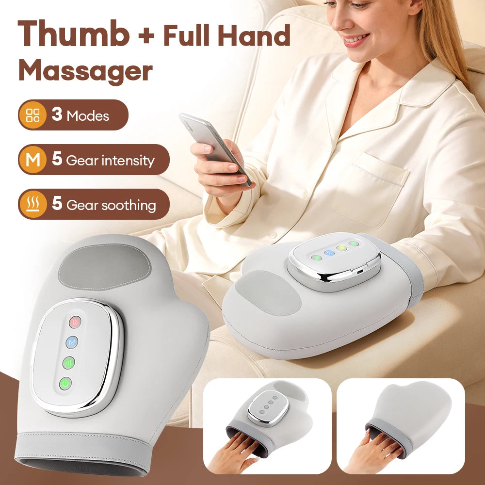 Gant de massage électrique – Compression par air pour le soulagement des doigts, du pouce, de la paume et des points d'acupression