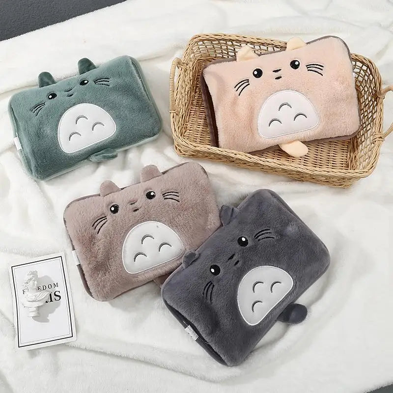 Bolsa de agua caliente de peluche con dibujos animados eléctricos – Calentador de manos y bolsillo recargable reutilizable | Regalo de invierno cálido para niñas | Bolsa térmica de carga segura