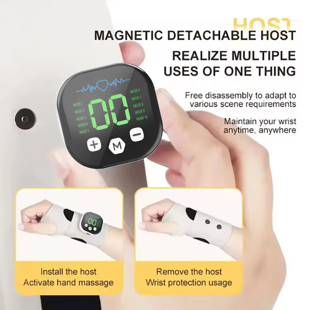EMS Elektrisches Hand- & Handgelenk-Massagegerät – 10 Modi, Vibration & USB wiederaufladbar | Kabellose Handgelenkbandage zur Linderung von Muskelermüdung