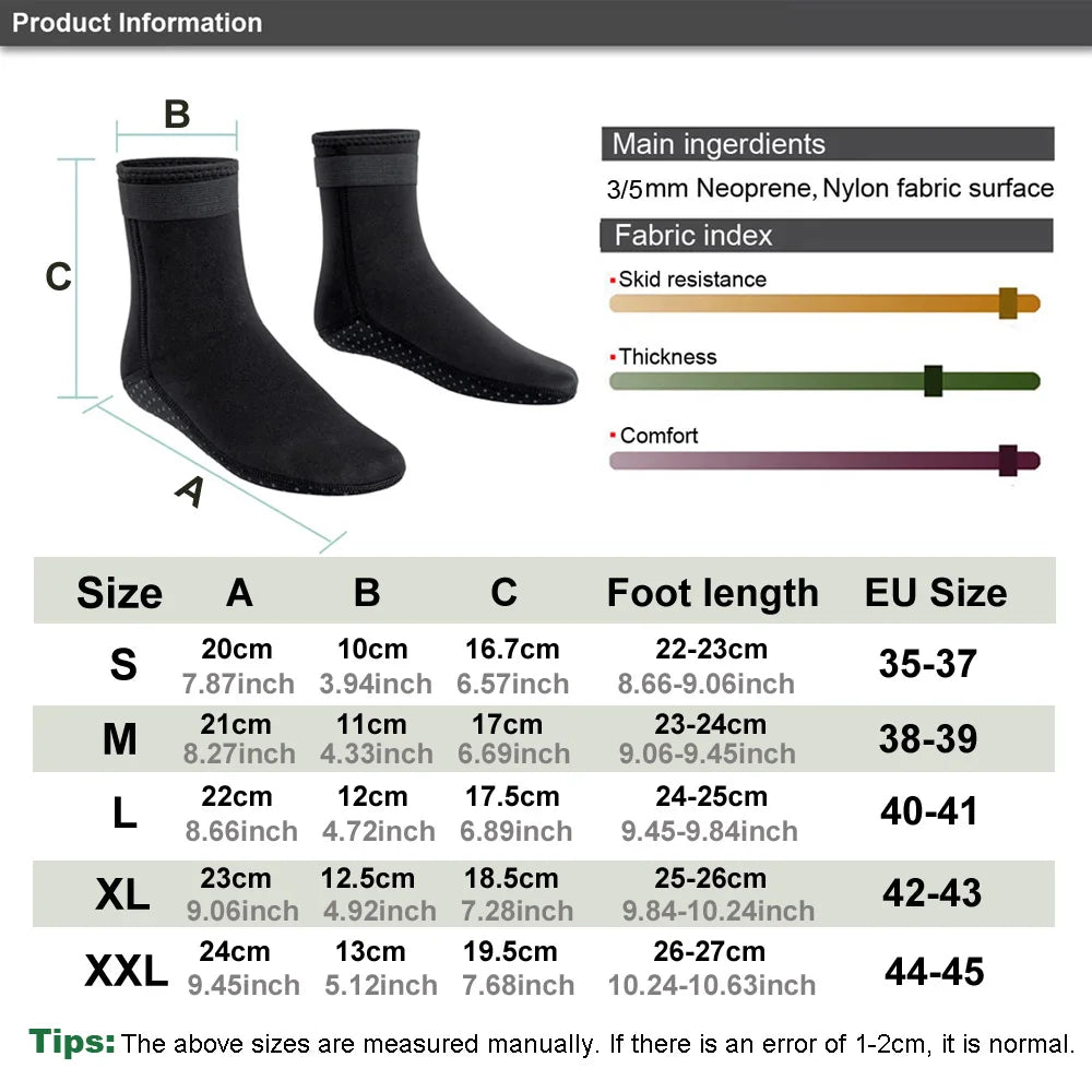 3 mm & 5 mm Neopren-Tauchsocken – rutschfeste, warme Patchwork-Neoprenstiefel zum Tauchen, Surfen, Schwimmen & Schnorcheln | Wassersportsocken für Erwachsene