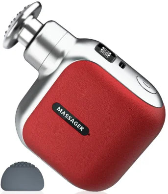 Mini pistola de masaje de bolsillo: 4 cabezales de silicona, ligera y silenciosa | Masajeador muscular portátil para uso en la oficina y el hogar