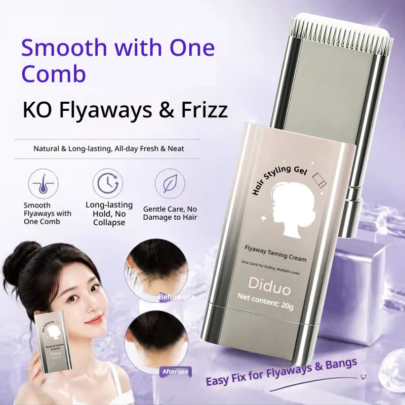 Barra de cera para el cabello anti-encrespamiento – Barra de peinado no grasa para control del frizz, cabellos rebeldes y peinados pulidos
