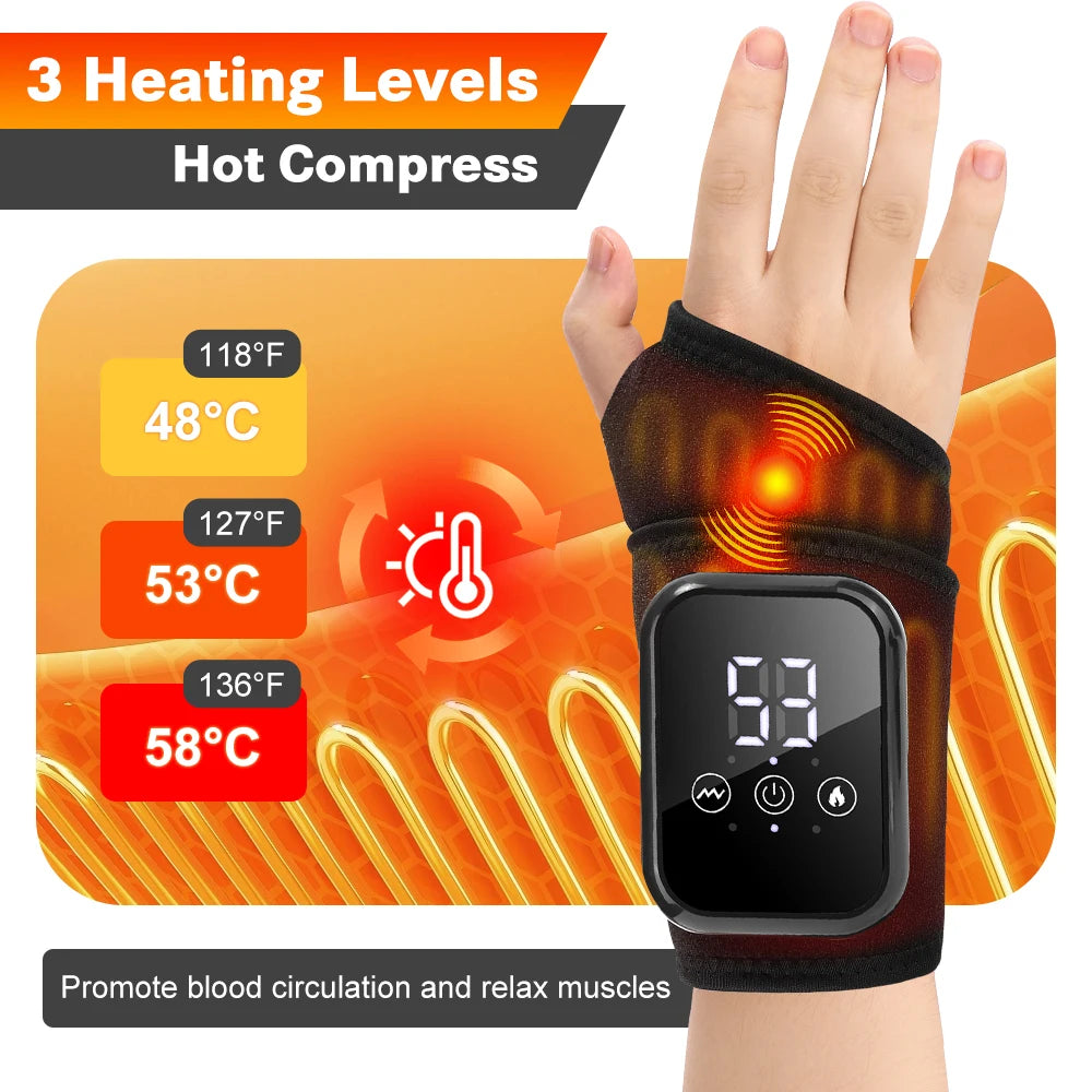 Wrist & Ankle Heating Vibration Massager Wrap – Cordless Joint Support Belt for Hand & Foot Fatigue Relief | Massage Pad for Home Use