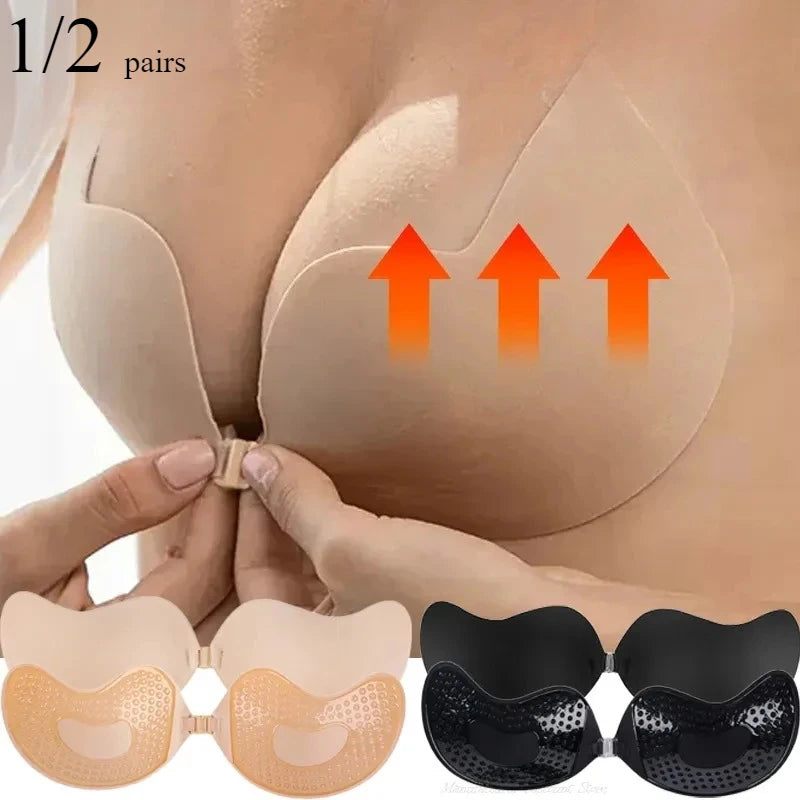 Unsichtbarer Push-up-BH – Rückenfreier, trägerloser und selbsthaftender Silikon-Bralette für Damen