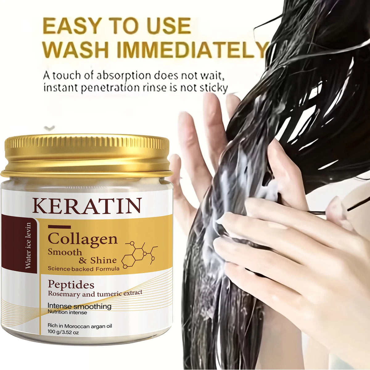 Keratin- & Kollagen-Haarmaske mit Peptiden & Rosmarin – Tiefenpflege für geschmeidiges, glänzendes Haar
