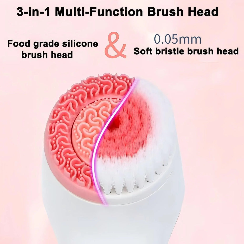 Cepillo de limpieza facial eléctrico ultrasónico 3 en 1: masajeador facial giratorio sónico para una limpieza profunda y un cuidado de la piel radiante