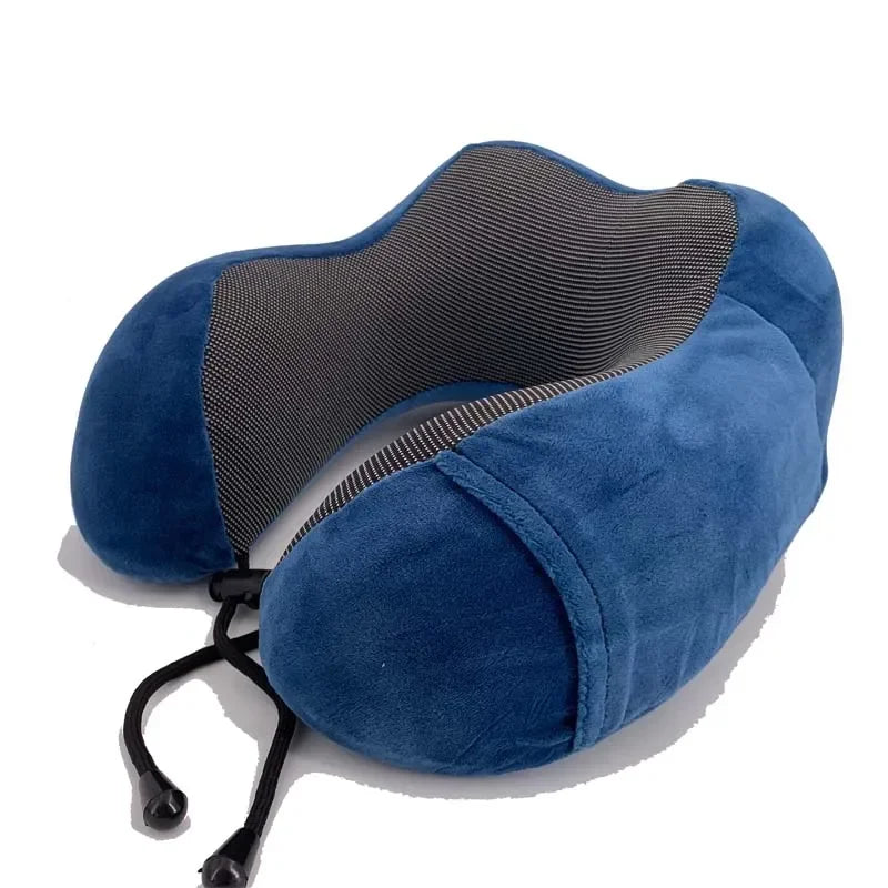Almohada cervical de espuma viscoelástica en forma de U: comodidad de viaje, soporte cervical y masaje