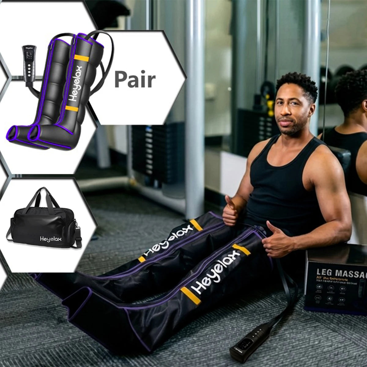 Luftkompressions-Beinmassagegerät – 6 Modi & 6 Intensitätsstufen für bessere Durchblutung der Beine, Schmerzlinderung & schnelle Erholung | Athletische Kompressionsstiefel für Fitness & Sport