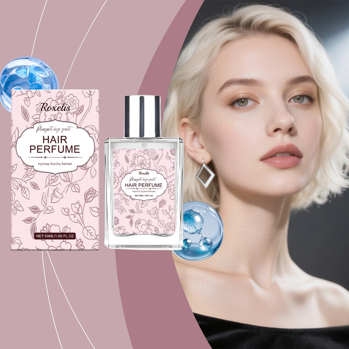 رذاذ عطر الشعر برائحة الورد الناعم – ماء تواليت طبيعي ولطيف لشعر برائحة منعشة وأنيقة يومياً
