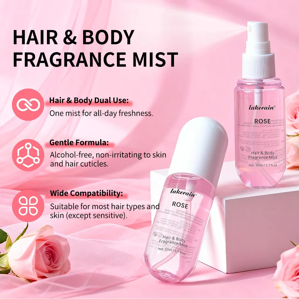 Coffret de brumes parfumées corps et cheveux Vanille Rose de Noël – 2 pièces, fragrance quotidienne légère longue tenue, cadeau