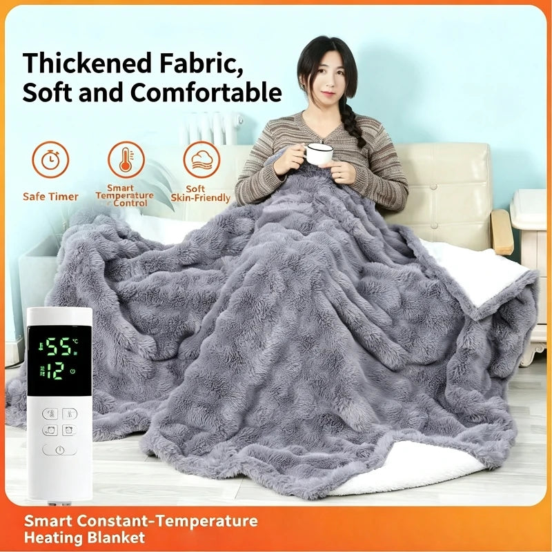 Elektrische Heizdecke 150×80 cm – Thermostatische Temperaturregelung, 12-Stunden-Timer | Multifunktionaler Winter-Körperwärmer für Sofa, Bett & Reise