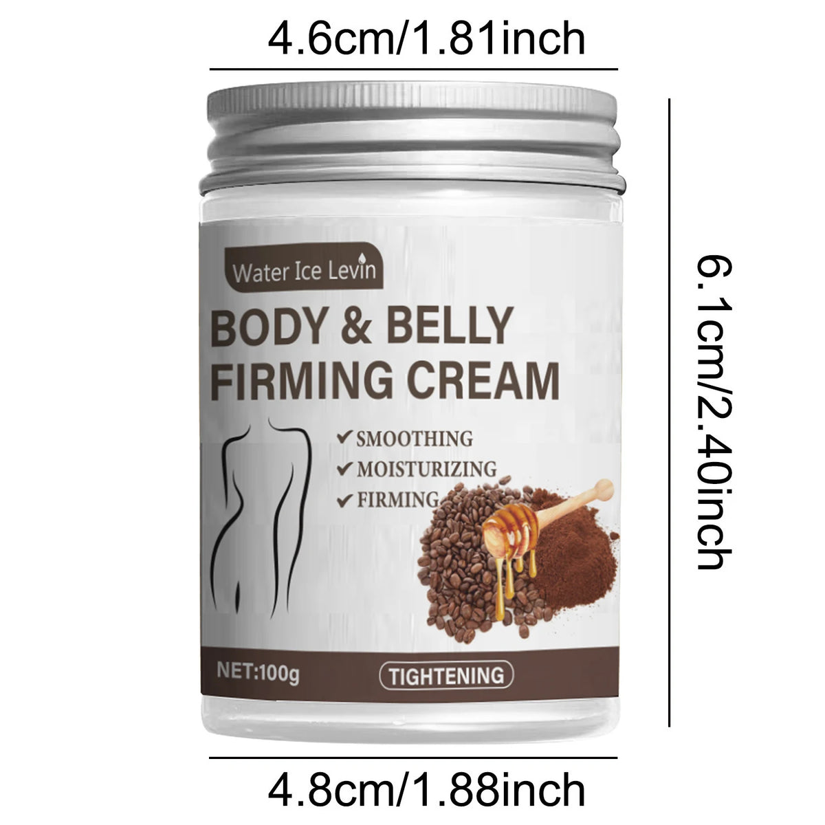 Crema corporal reafirmante de cafeína y colágeno – Reafirma abdomen, muslos y brazos | Vitamina E, aceite de coco, sin fragancia