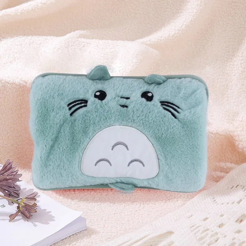 Bolsa de agua caliente de peluche con dibujos animados eléctricos – Calentador de manos y bolsillo recargable reutilizable | Regalo de invierno cálido para niñas | Bolsa térmica de carga segura