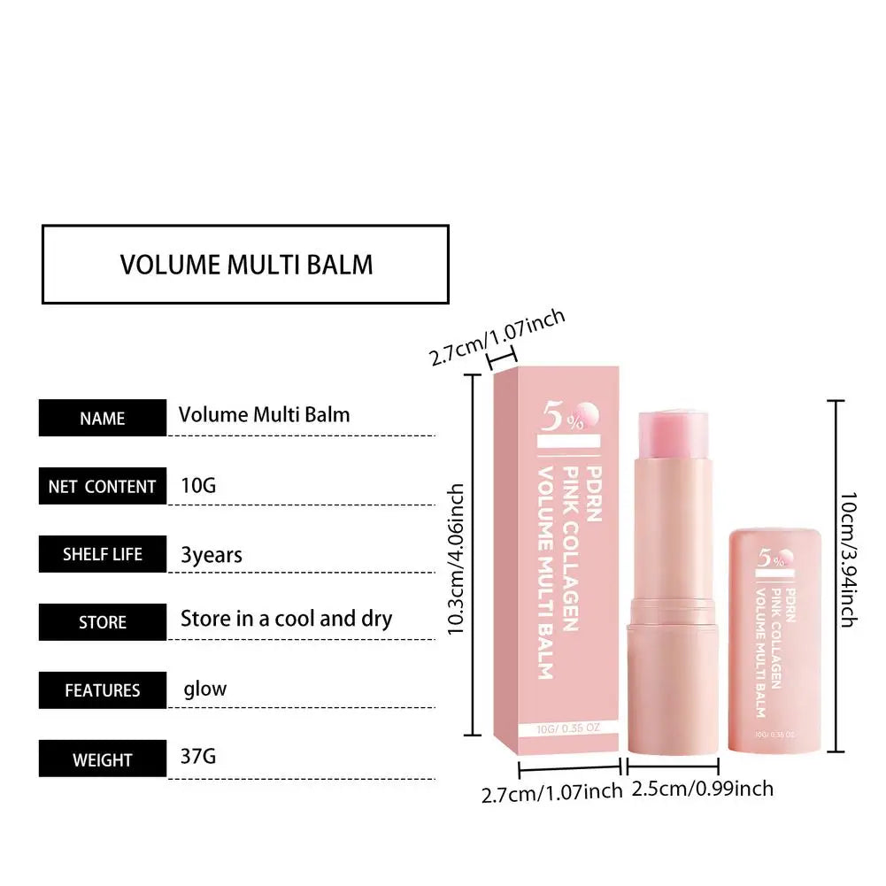PDRN Pink Collagen Volume Multi Balm Stick – NAD+ feuchtigkeitsspendende Faltenpflege für Gesicht, Augenpartie & Lippen, straffend gegen feine Linien