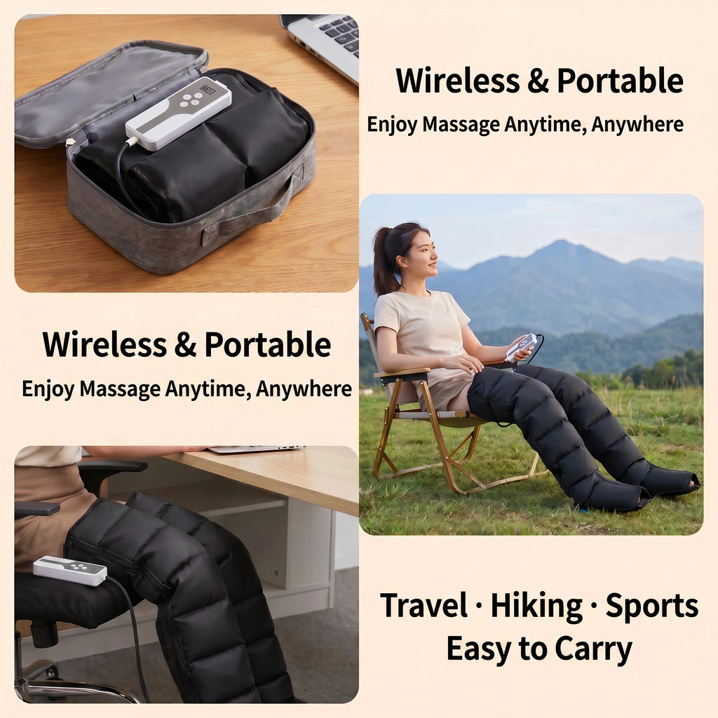 USB Rechargeable Leg Massager Boots – Air Compression for Calf & Foot Recovery | Pair with Pause Function for Relaxation & Circulation