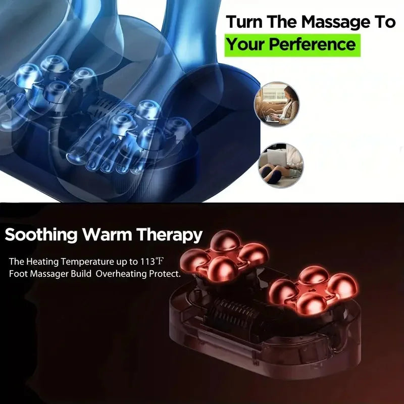 Extra großes elektrisches Fuß- & Beinmassagegerät – Wärmekompresse, Shiatsu-Knetmassage & Wadenroller | Tiefe Muskelentspannung & Erholung | Vollständige Beinabdeckung