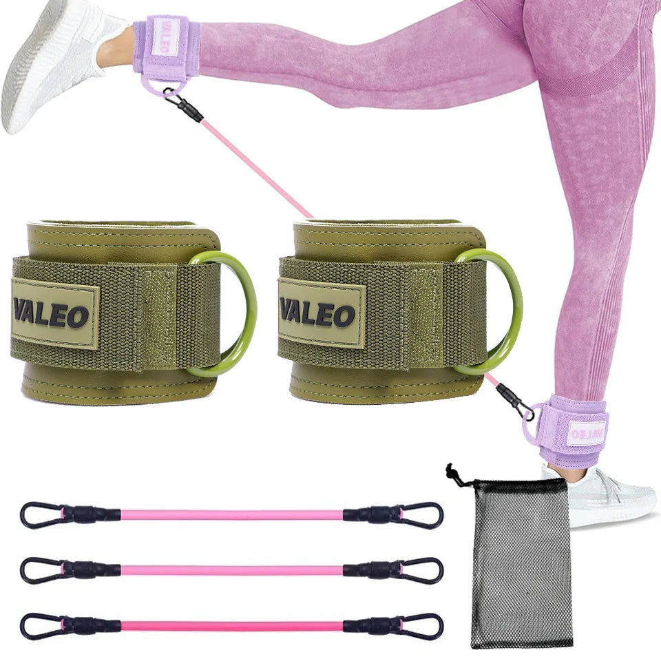 LOOGDEEL Widerstandsbänder-Set mit Fußschlaufen – verstellbare, gepolsterte Manschette für Fußgewichte & Beintraining an Kabelzuggeräten, Yoga & Sport