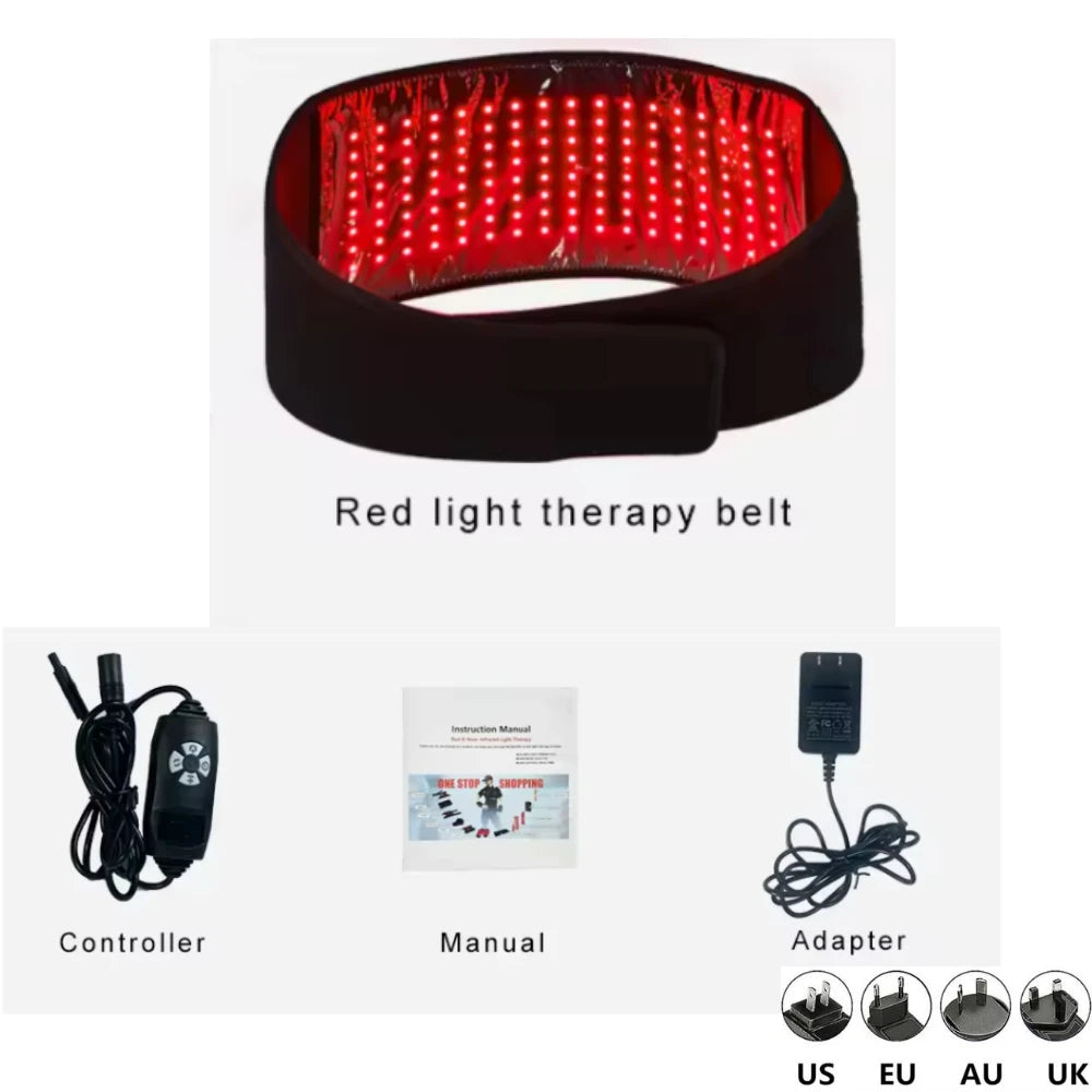 Rotlicht-Therapie-Pad – 660 nm & 850 nm Infrarot-Rotlicht-Therapie-Gürtel mit Vibration & Puls zur Linderung von Schulter-, Taillen- und Muskelschmerzen