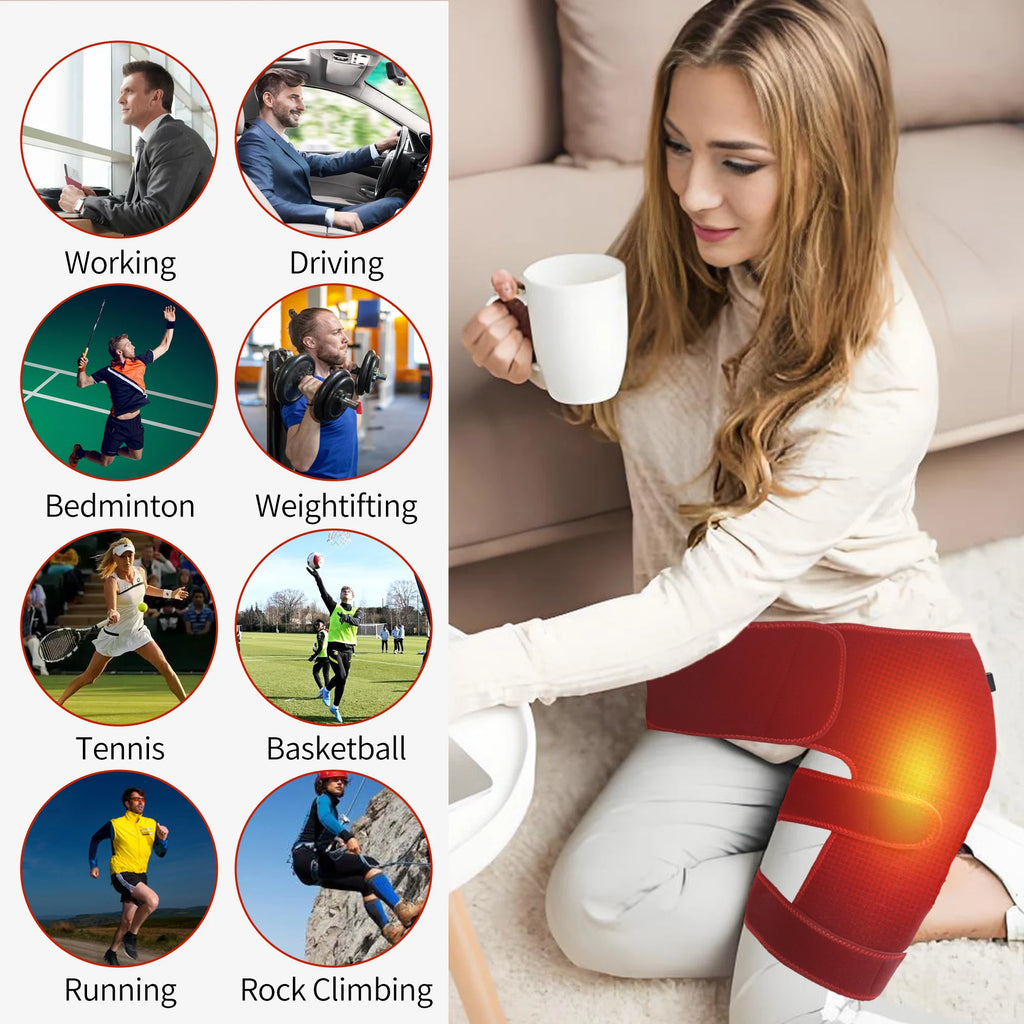 Elektrische Wärmewickel für die Hüfte – Heizkissen & Vibrationsmassagegerät für Hüfte, Oberschenkel & Bauch | Tragbarer Wellness-Protektor für Entspannung zu Hause