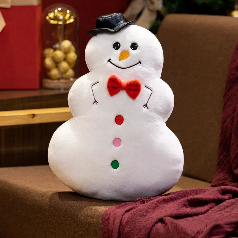 Christmas Plush Throw Pillow Set – 4 Styles: Snowman, Gingerbread Man, House & Tree | 35-38cm Holiday Décor Cushions with Polyester Fill
