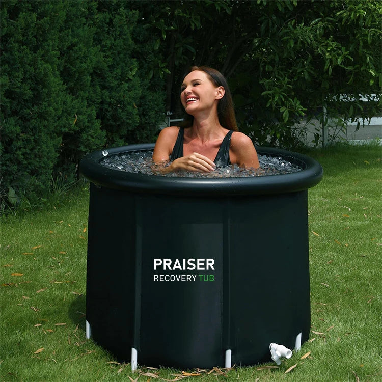 Spa de nado y jacuzzi inflable grande y redondo – Tina de recuperación de inmersión en frío para 1-2 personas | Baño de hielo y jacuzzi portátil plegable para adultos en casa