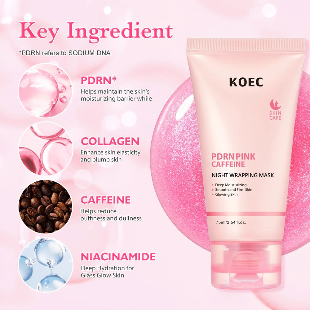 KOEC PDRN Pink Caffeine Overnight Sleeping Face Mask – Feuchtigkeitsspendende Nachtmaske für alle Hauttypen