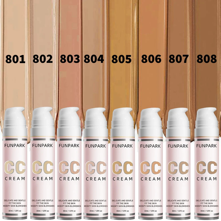 Base de maquillaje CC Cream – Corrector resistente al agua, corrector de color e iluminador | Maquillaje coreano 30 ml
